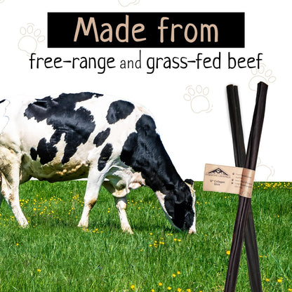 Collagen Sticks - 12 Inch Beef Collagen Sticks for Dogs - Collagen Chews for Dogs - Long Lasting Collagen Sticks for Small Dogs - Supports Healthy Joints, Skin & Coat - Pack of 10