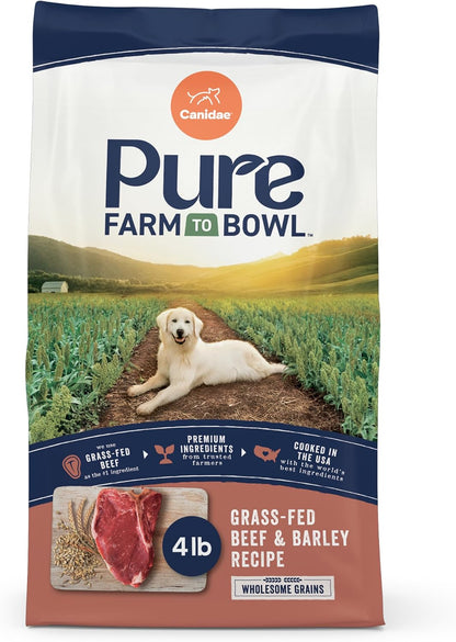 Canidae Pure Farm to Bowl Grass-Fed Beef & Barley Dry Dog Food, Adult, 4lb