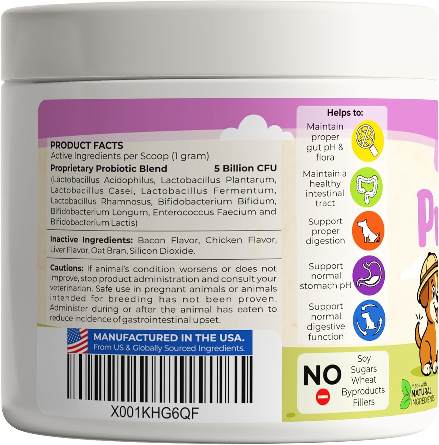 Probiotics for Dogs & Puppies–Extra Strength 9 Species, 5 Billion CFU per Scoop of Dog Probiotics and Digestive Enzymes. Support Fiber for Dogs & Dog Allergy Relief– Powder Probiotic for Canines