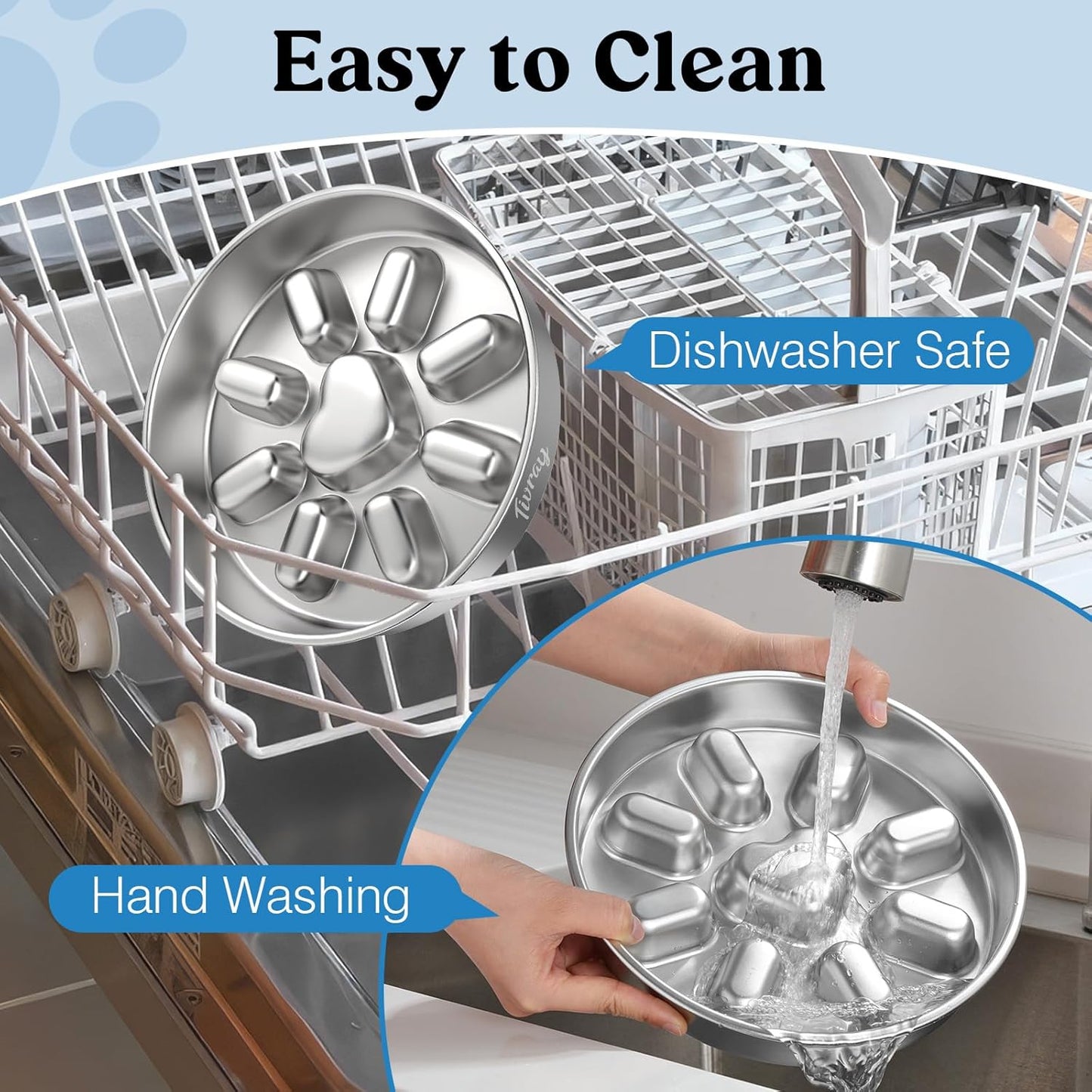 Slow Feeder Dog Bowls, 304 Stainless Steel Slow Feed Pet Bowl with Non-Slip Base for Medium Breed Dogs to Stop Bloat Prevent Choking, Dishwasher Safe, Silver