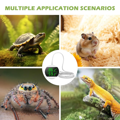 KeeKit Reptile Tank Thermometer, LED Digital Reptile Thermometer and Humidity Gauge Hygrometer, Temperature Range ±1.8℉, for Reptile Tank, Snake Tank, Accessories Pet Rearing Box