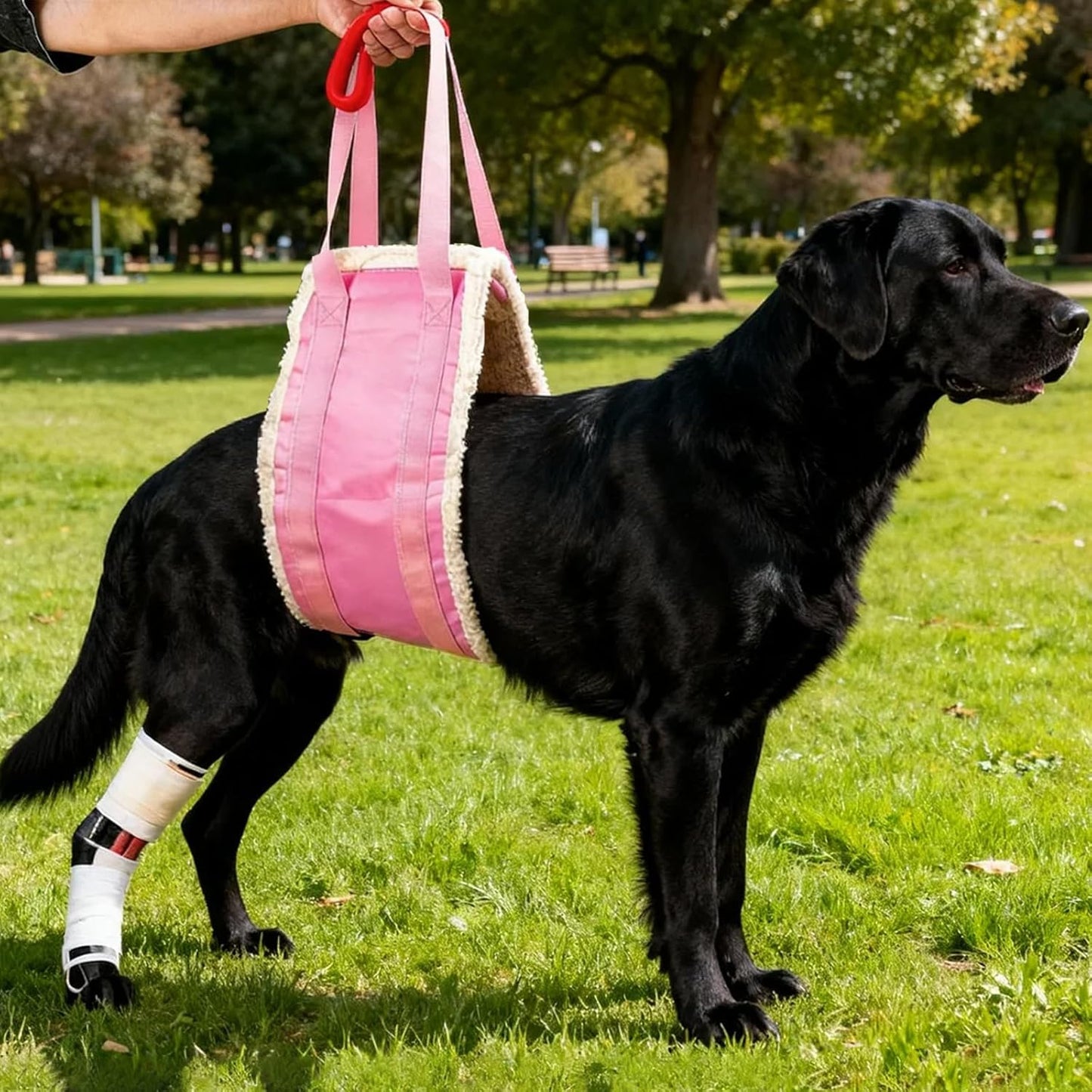 20-150lb Dog Sling for Large Dogs Hind Leg Support, Hevy Duty Portable Dog Lift Harness for Back Legs, Dog Hip Harness Large Breed, Pink, Large