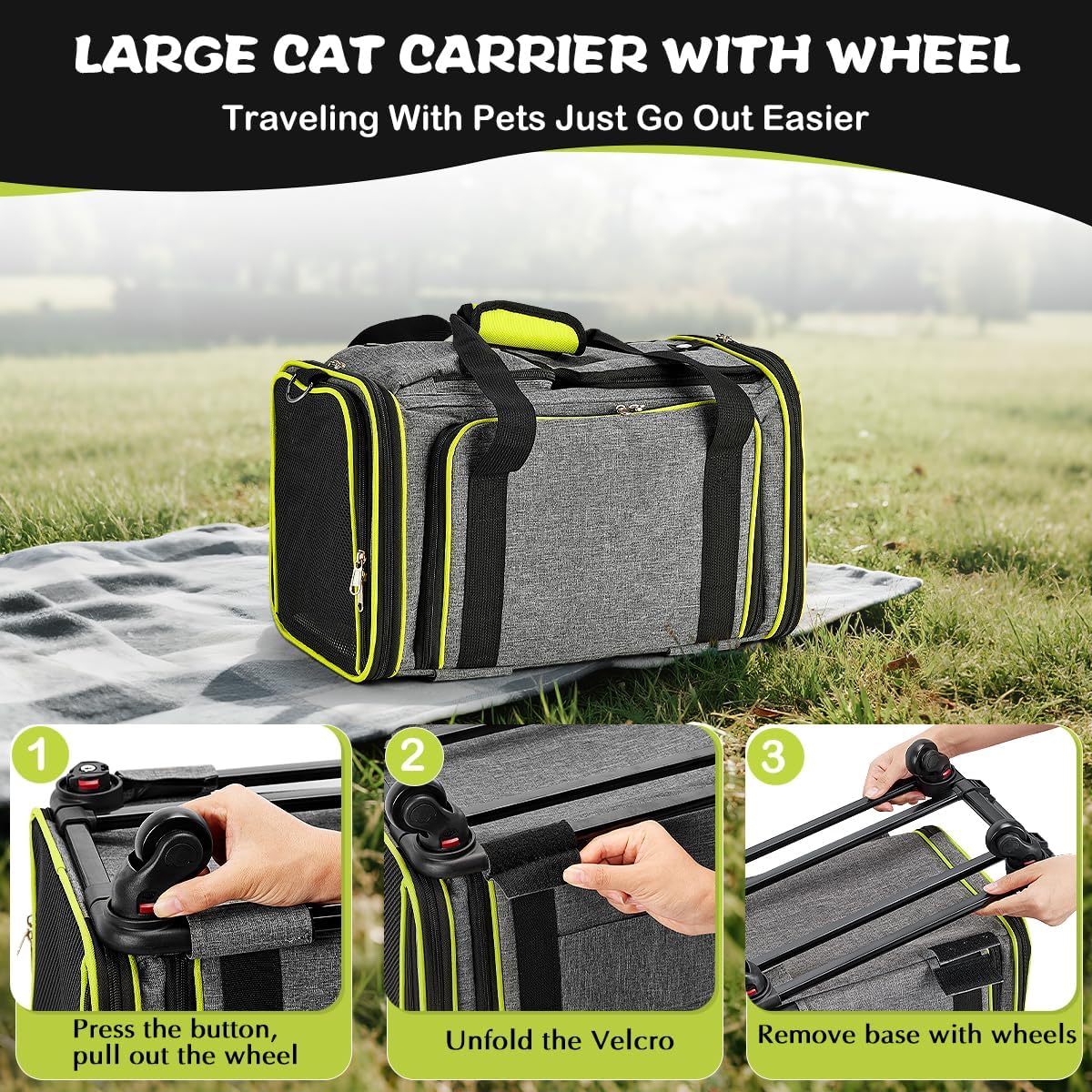 Pet Carrier with Wheels & Cat Scratcher Board Bundle Product