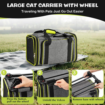 Pet Carrier with Wheels & Cat Scratcher Board Bundle Product