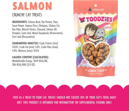 Weruva BFF Toodzies, Salmon Crunchy Cat Treats, 2oz Bag (Pack of 2)