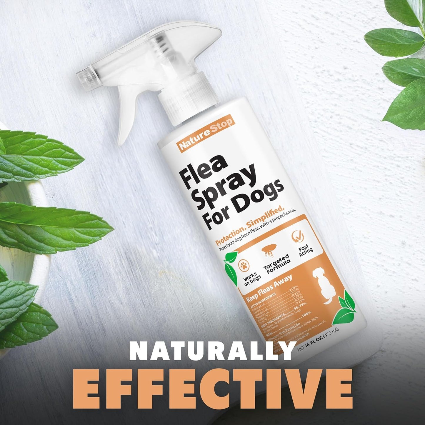Flea Spray for Dogs, Gentle & Effective Flea Treatment for Pets, 16 oz (475mL)
