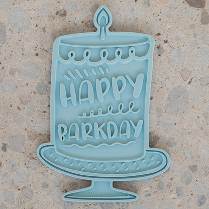 Enrichment Lick Mat: Seafoam Bark Day Bash - Grooved Silicone Dog Feeding Dish, Spread Food-Treats onto The Mat, Pet Soothing, Suction Back