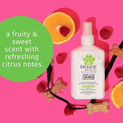 Hempz Petz Dog Cologne, Creamy Citrus Orange & Red Raspberry, 8.5 fl. oz. - Hydrating Puppy Perfume