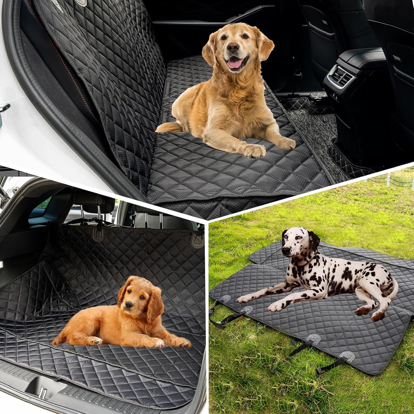 Dog Car Seat Cover for Back Seat Waterproof Bench Seat Cover Protector Nonslip Durable Soft Pet Dog Back Seat Cover for Car, Truck, & SUV (Black)