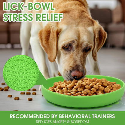 2 Pack Dog Slow Bowls, 7.9 x 1.7 Inch Silicone Medium Dog Slow Feeder Bowl Anxiety Relief Feeder Dogs Lick Mat, Non-Slip Licking Bowl Enrichment Toys, BPA Free, Dishwasher Safe