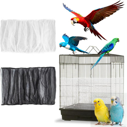 2 Pcs Bird Cage Cover - Bird Cage Seed Catcher Bird Net Bird Cage Skirt Nylon Nesh Bird Cage Net for Round Square Canary Parakeet Cockatiel Pigeon Budgie Quail Large Tall Big Bird Cage