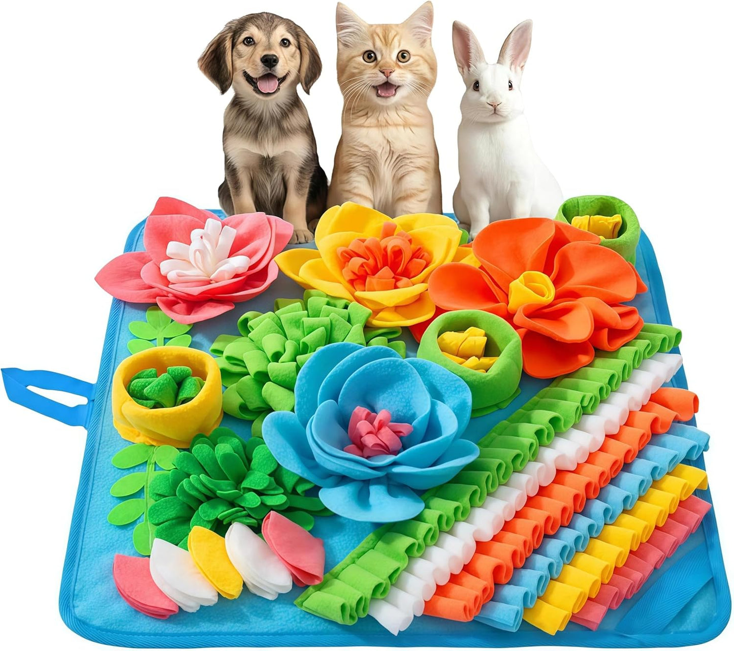 Small Snuffle Mat for Dogs - Dog Food Mat for Mental Stimulation, Stress Relief and Training - Snuffle Mats Non-Slip Encourages Natural Foraging for Small Medium Dog, Puppy, Cat, Rabbit 15.4in
