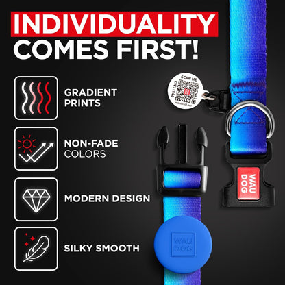 Nylon Dog Collar with Air Holder - Adjustable for Large Dogs, Small & Medium Dogs - Puppy Collars for Large Breed Dogs - Boy & Girl Collars