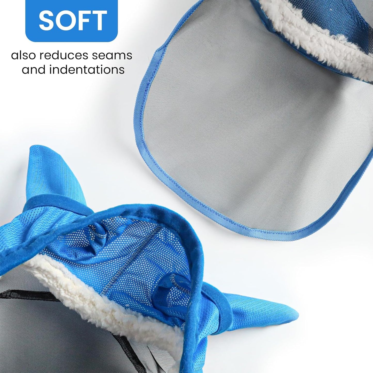 Fly Masks for Horses with Ears and Nose Cover Large Eye Space, Adjustable Horse Fly Mask for Daily UV Protection Breathable Comfort Fit Riding & Competition(Blue, L)