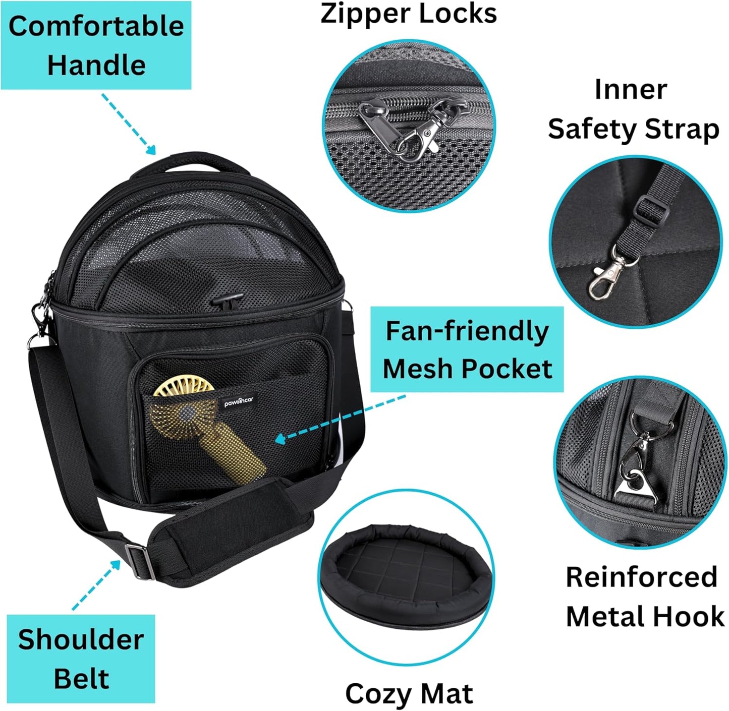 Crash-Tested Dog Car Carrier (Test with FMVSS 213b - 5 Star Safety Rated by CPS) | 3-in-1 Small Dog Car Seat, Portable Pet Carrier, Enclosed Cat Bed & Carseat | Best for Safe Travel (Up to 15lbs)