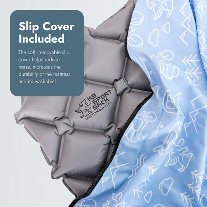 K9 Sport Sack Sleeper with Blue Slip Cover - Large/Extra Large (3” x 28” x 28”) - Inflatable Dog Bed with Carrying Case - Lightweight, Durable Design Ideal for Travel