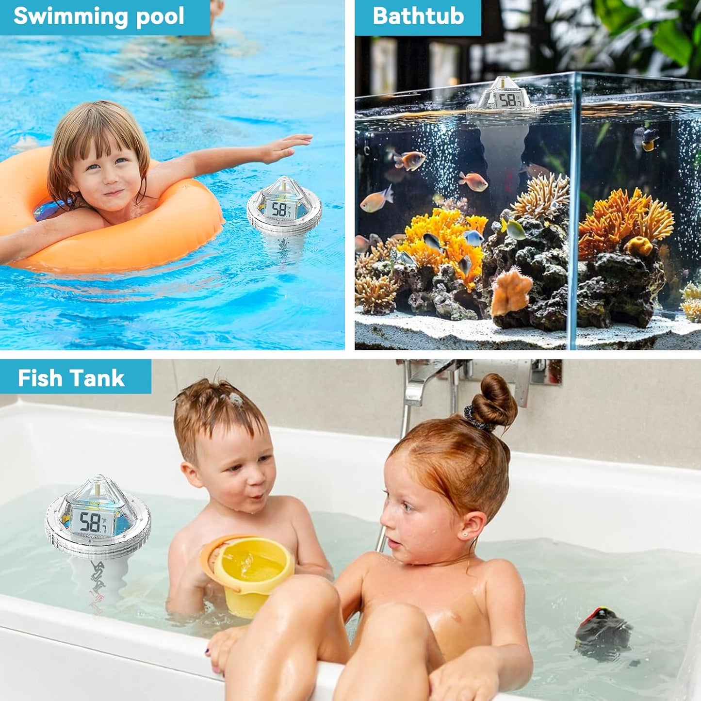BaldrTherm Digital Floating Pool Thermometer, Anti-Fog Design with 360° Visibility, IPX7 Waterproof Water Temp Monitor for Swimming Pools, Hot Tubs, Ice Baths, Spas, Aquariums & Ponds
