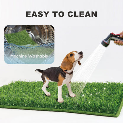 Dog Grass Pad with Foldable Dog Litter Box,Large Liner Base for Balcony，Ultra-Absorbent Artificial Grass Pads for Dogs Pee Pad Holder, Potty Training, 2 PCS Reusable Pee Pad
