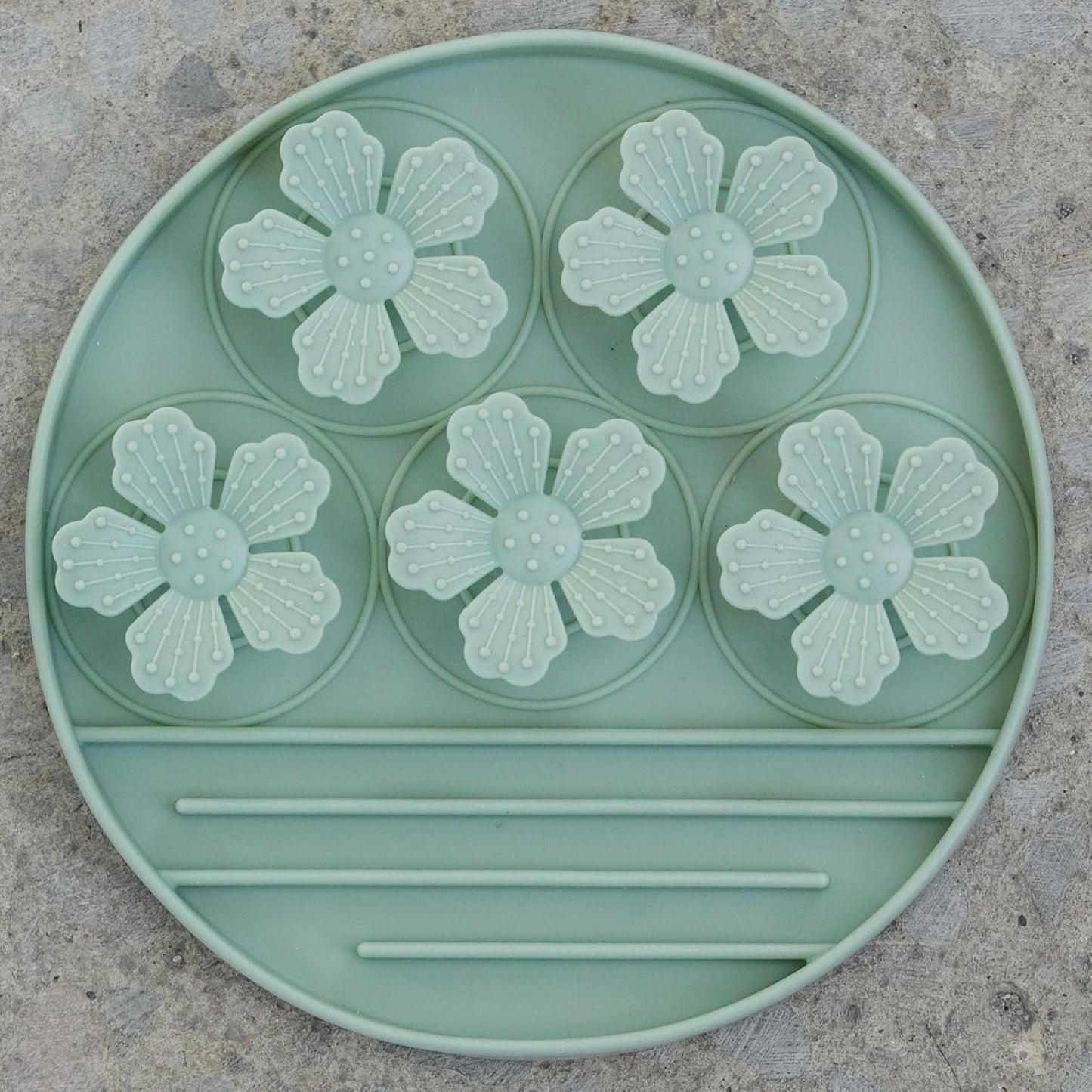 Hide & Seek Slow Feeder - Sage Green - Dog & Pet, Meal & Treat Feeding Accessory, Fits in Most 8" Bowls, Suction Base, Food-Grade Silicone