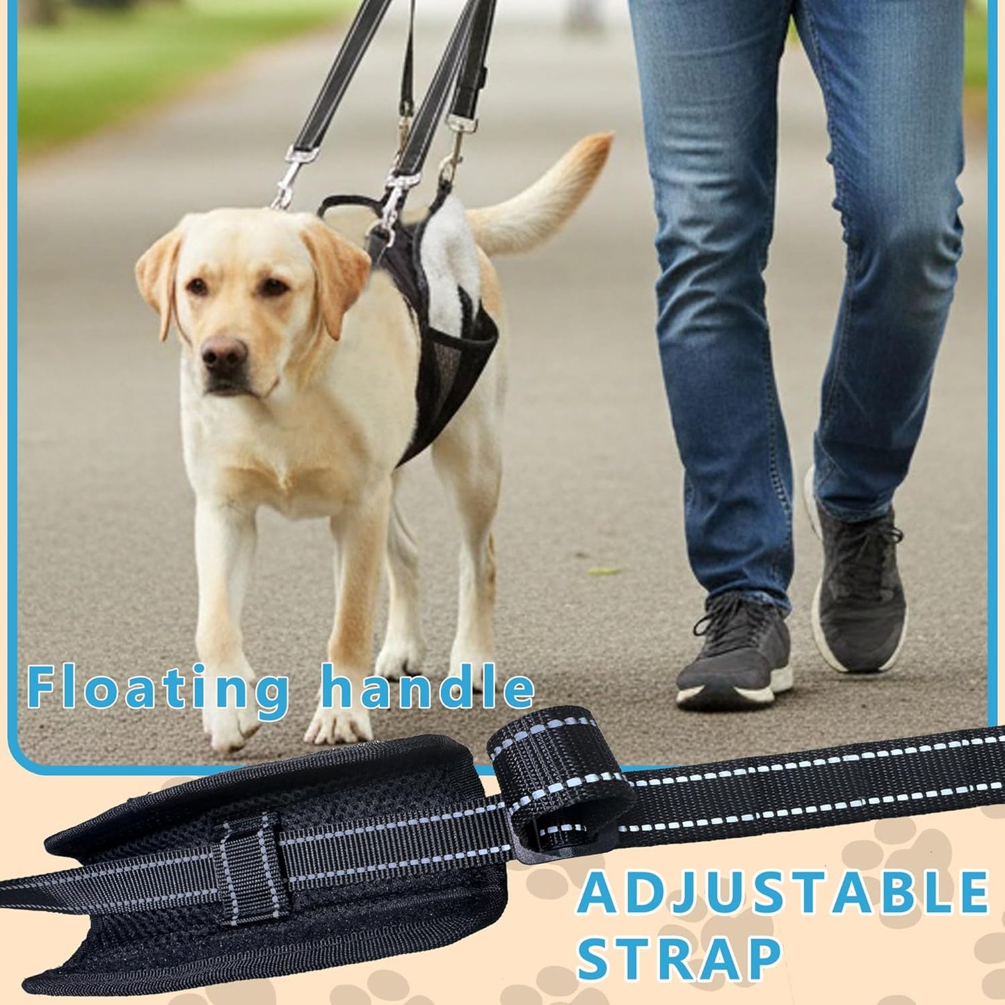 Dual-use Dog Lift Rehab Hareness Canine Sling for Small Pooch Rear Legs and Hip Support,Adjustable and Soft Brace Strap for After ACL Surgery, Helps Senior, Injured and Disabled K9