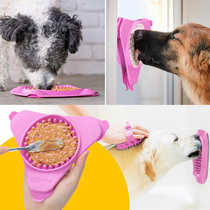 Aquapaw Lick Mat for Dogs 2-Pack XL & Small, Suction Cup Dog Slow Feeder Pad & Licking Mat for Peanut Butter Treats – Calming Dog Bathing Aid, Stress Relief & Mental Stimulation for All Breeds - Pink