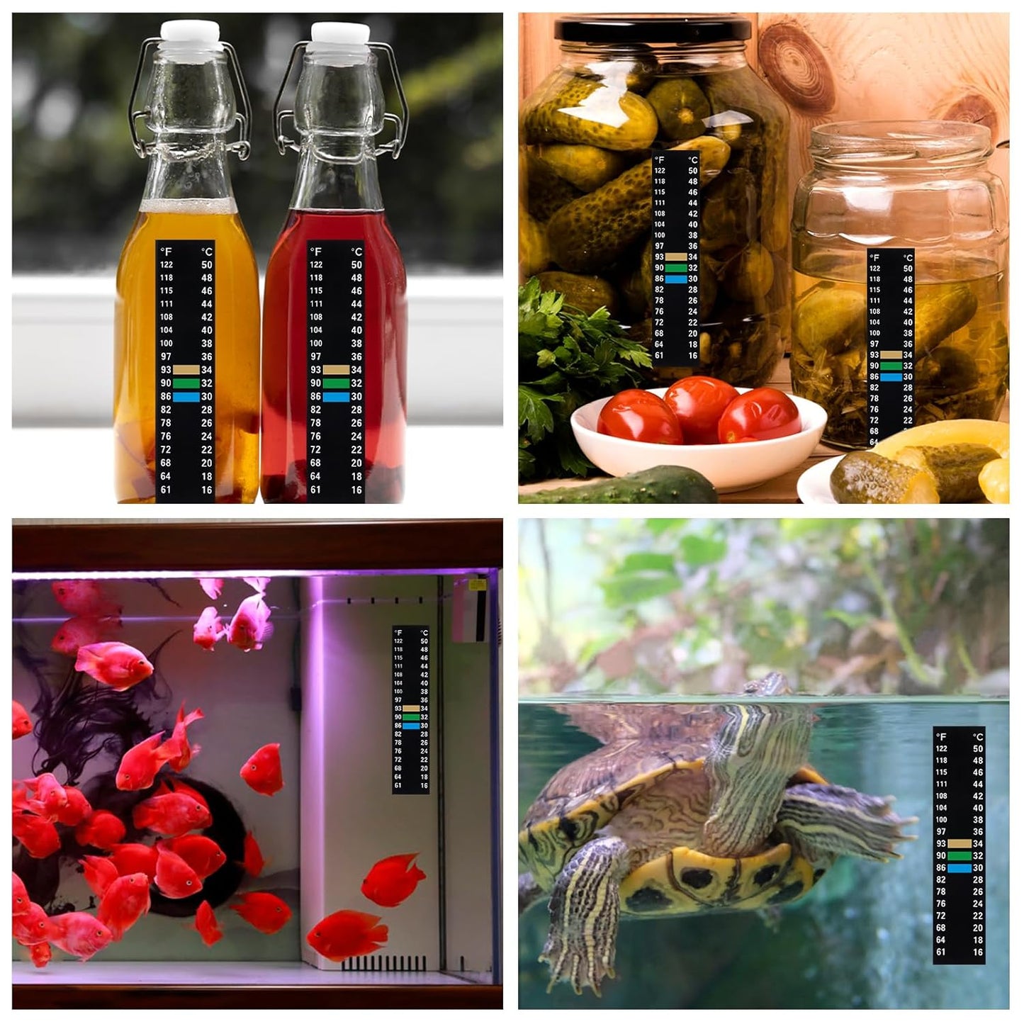 6 PCS Aquarium Thermometer Strips, 61-122℉(15-50°C) Digital Adhesive Fish Tank Thermometer Sticker Easy-to-Read Temperature Sticker Display for Aquarium Fish Tank Brewing