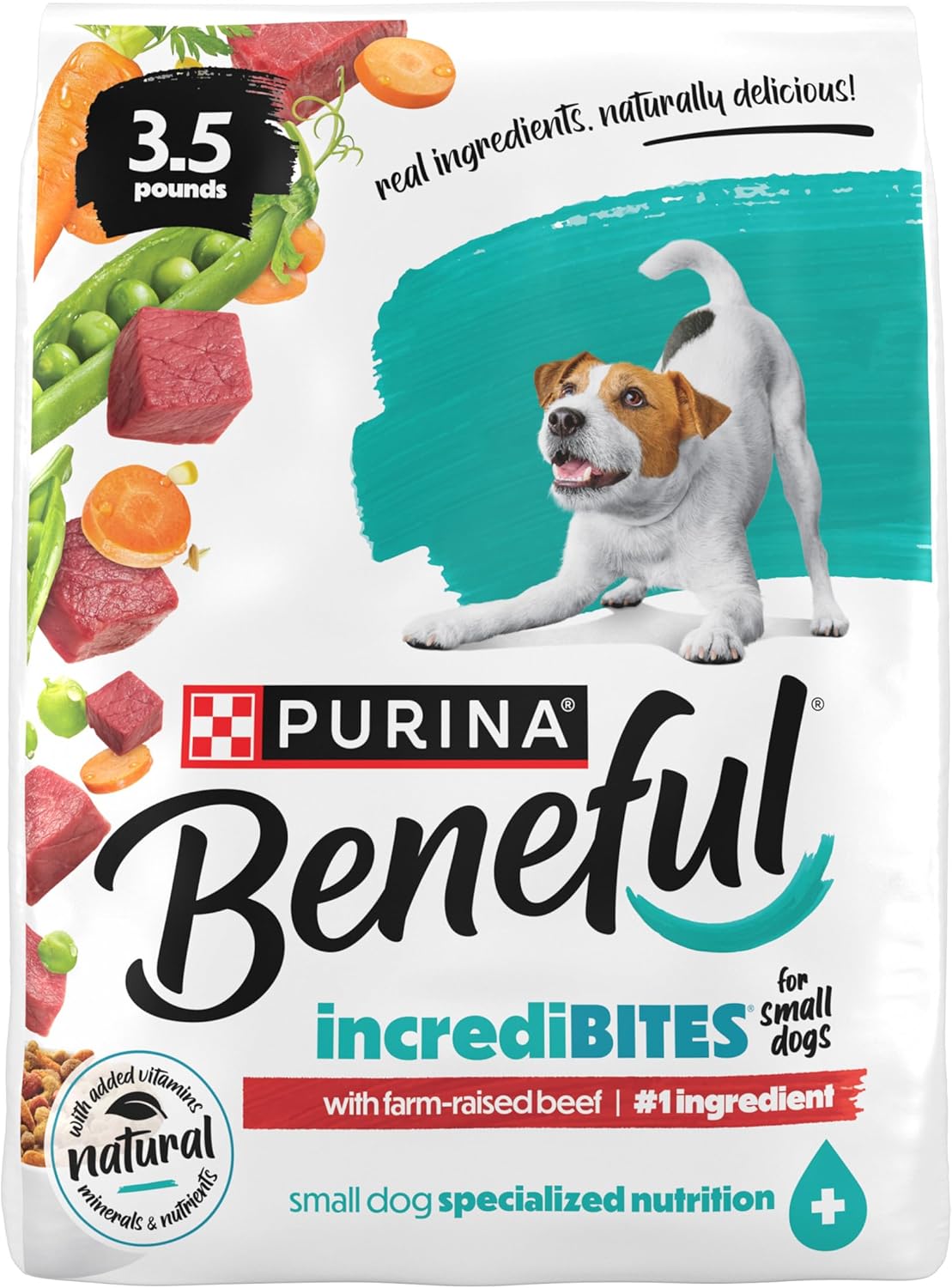 Purina Beneful Incredibites With Farm-Raised Beef Natural Small Breed Dry Dog Food With Added Vitamins, Minerals and Nutrients - (Pack of 4) 3.5 lb. Bags