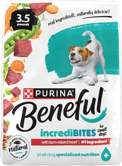 Purina Beneful Incredibites With Farm-Raised Beef Natural Small Breed Dry Dog Food With Added Vitamins, Minerals and Nutrients - (Pack of 4) 3.5 lb. Bags