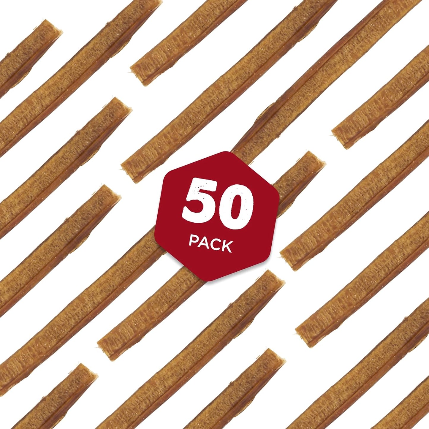 Best Bully Sticks 6 Inch Bully Sticks for Dogs - 50 Count (Pack of 1) - Natural, Easily Digestible, 100% Grass-Fed Beef, Grain and Rawhide Free