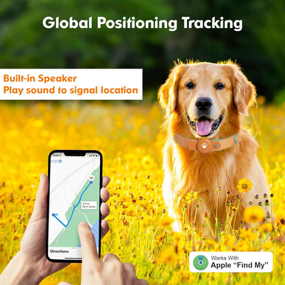 2-in-1 GPS Tracker for Dogs: Smart Collar with Real-Time Location, No Monthly Fee, Unlimited Range (iOS Only) GPS Tracker Dog Collar- Ideal for Small, Medium Large Dogs(Tracker Included) (Brown)