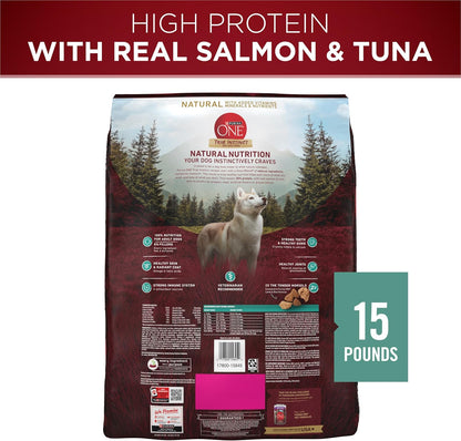 Purina ONE True Instinct With Real Salmon and Tuna Natural With Added Vitamins, Minerals and Nutrients High Protein Dog Food Dry Formula - 15 lb. Bag