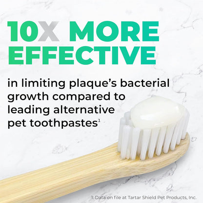 Tartar Shield Pro Care – Natural Enzymatic Pet Toothpaste Kit – Protects Against Plaque & Tartar - Freshens Breath & Removes Stains – Cleans Teeth and Gums – for Dogs & Cats - Coconut Flavor, 3 Oz.