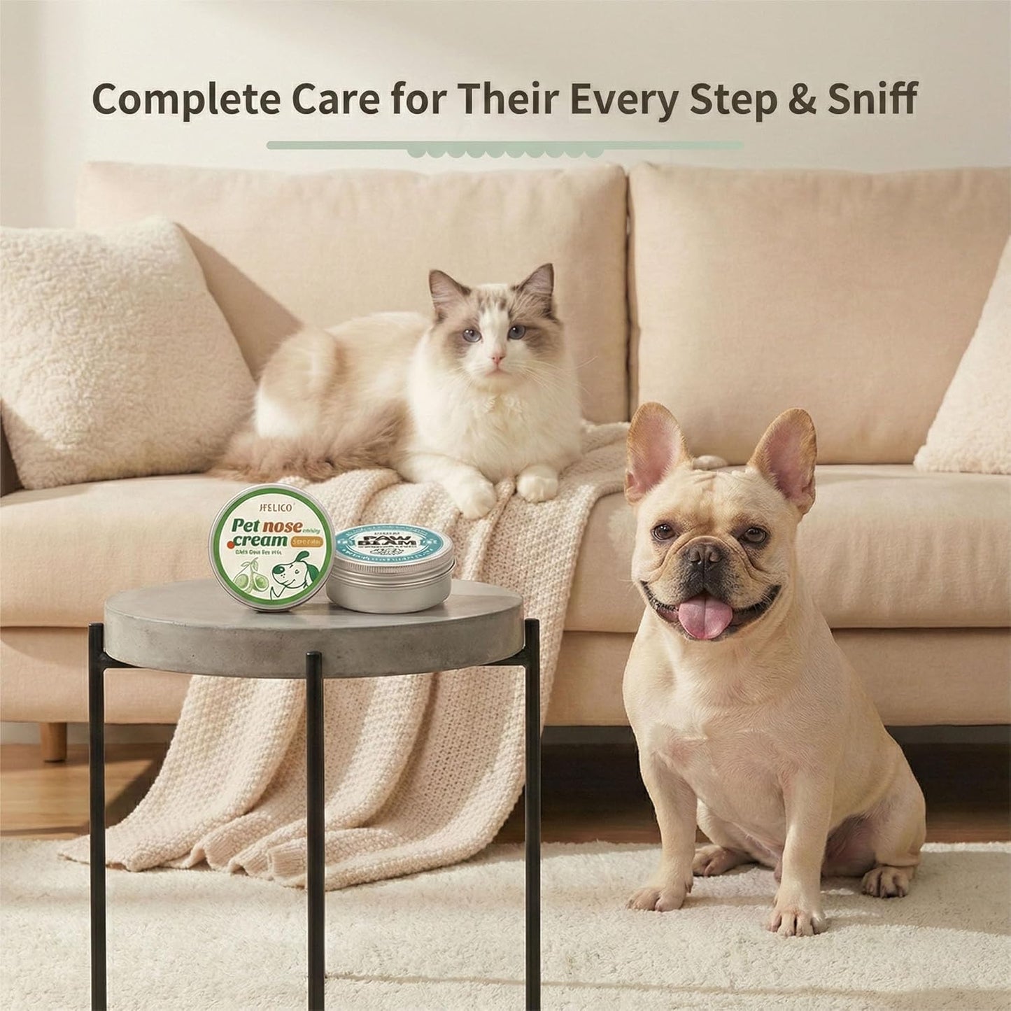 2-in-1 Dog Paw Balm & Nose Cream Set (2.7oz) - Natural Lick-Safe Snout Soother & Wax. Heals Dry Cracked Pads & Hyperkeratosis. Protection for Hot Pavement & Winter Snow. Cat Paw Balm