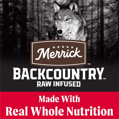Merrick Backcountry Grain Free Dry Adult Dog Food Kibble With Freeze Dried Raw Pieces, Great Plains Red Recipe - 4.0 lb. Bag
