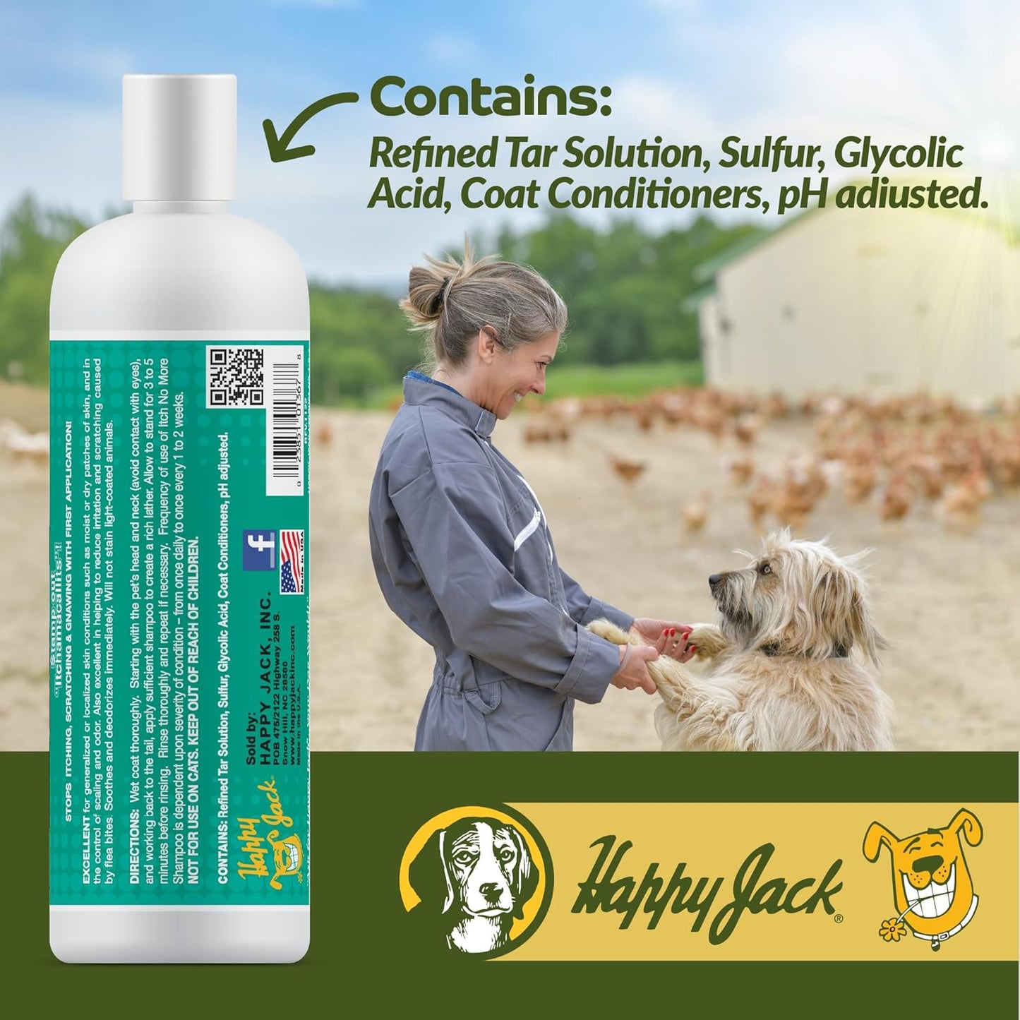 Happy Jack Itch No More Dog Itchy Skin Shampoo & Treatment (16 oz), Flea Bites, Allergies & Itch Relief, Stops Itching, Scratching & Gnawing on First Application for Healthy Dog Skin & Coat