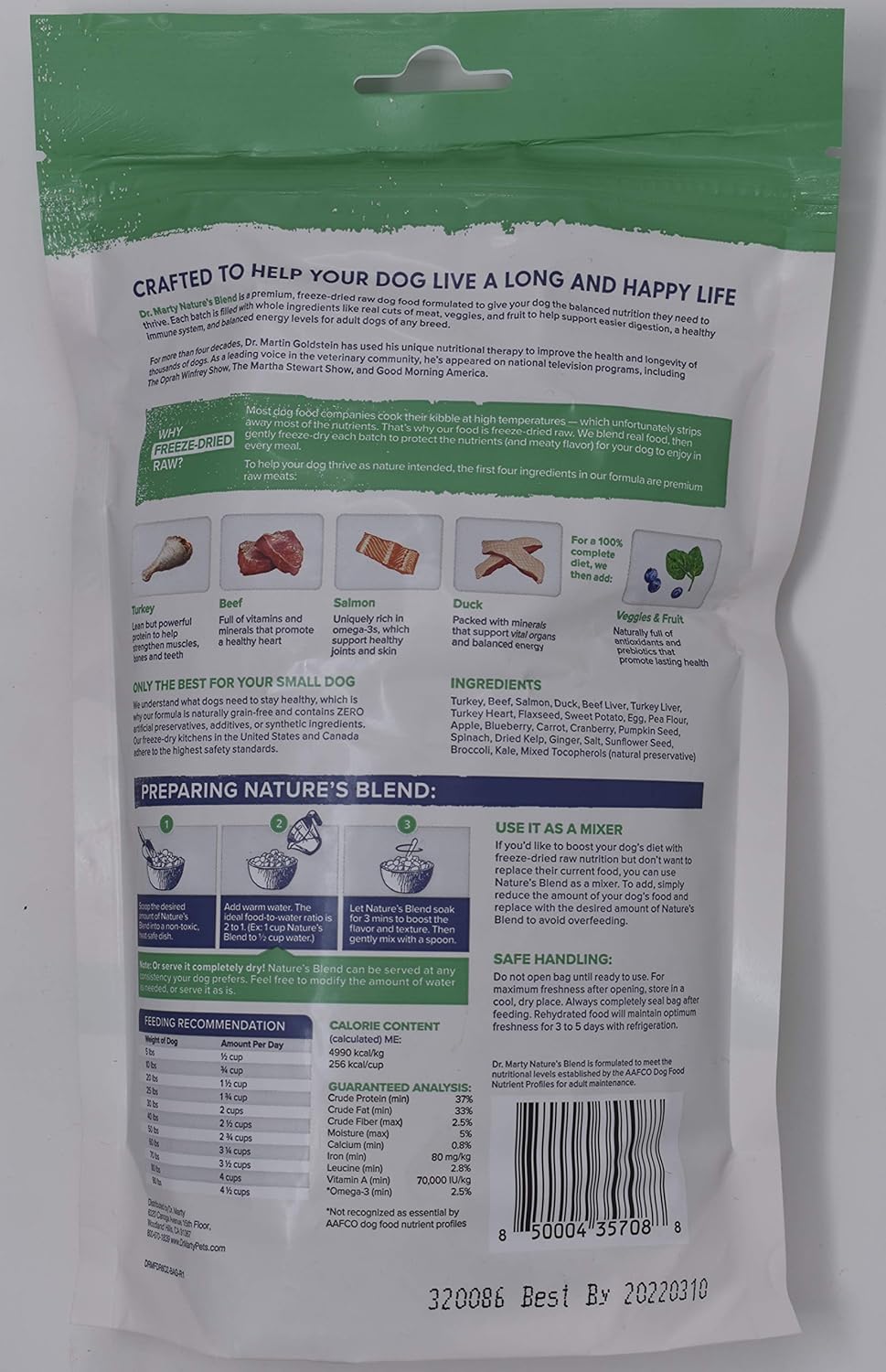 Dr. Marty Nature's Blend Freeze Dried Raw Dog Food, 6 oz