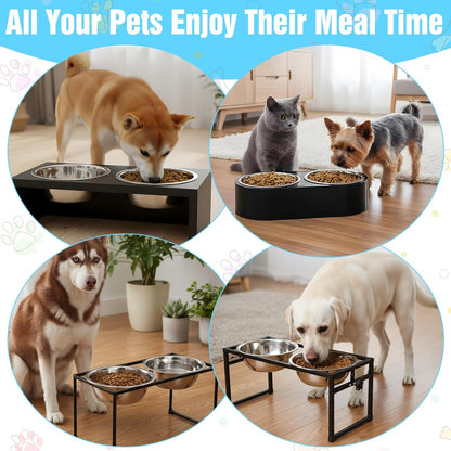 SHENLIU 12 Pcs Stainless Steel Dog and Cat Bowl, 8" Metal Food and Water Dish, Basic Pet Feed Bowl for Large Medium Small Dog, 47 OZ Replacement Bowls for Elevated Stand Kitten Puppy, Dishwasher Safe
