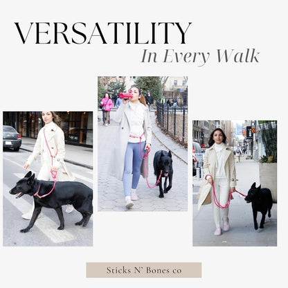 Hands Free Dog Leash, Waist Leash for Dog Walking, Running, Crossbody, Multifunctional, 2 Dogs, Dual Handle, Traditional Lead, Adjustable Lead 4.3ft - 7.5ft, 3/8" (10mm) Diameter.