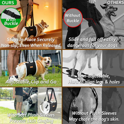 Dog Lift Harness Sling for Medium Dogs & Console Dog Car Seat for Small Dogs