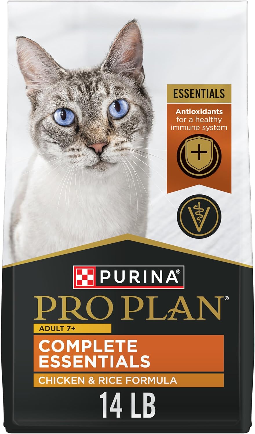 Purina Pro Plan Senior Cat Food Dry 7+ Complete Essentials Chicken and Rice Formula 14 Pound (Pack of 1)