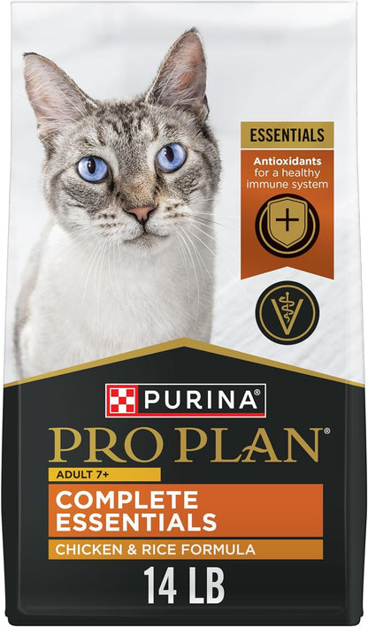 Purina Pro Plan Senior Cat Food Dry 7+ Complete Essentials Chicken and Rice Formula 14 Pound (Pack of 1)