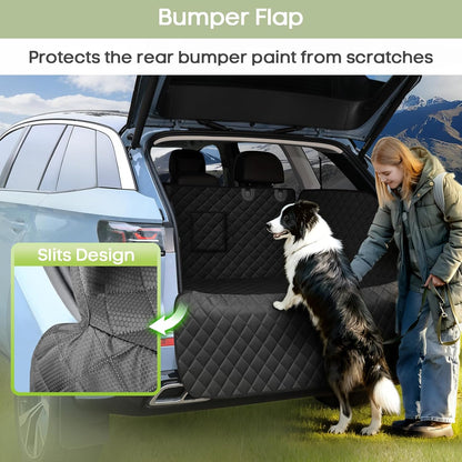 SUV Cargo Liner for Dogs, Waterproof Pet Cargo Cover with Bumper Flap Protector, Scrachproof Non-Slip Dog Seat Mat for SUVs Sedans Vans, Large Size Universal Fit