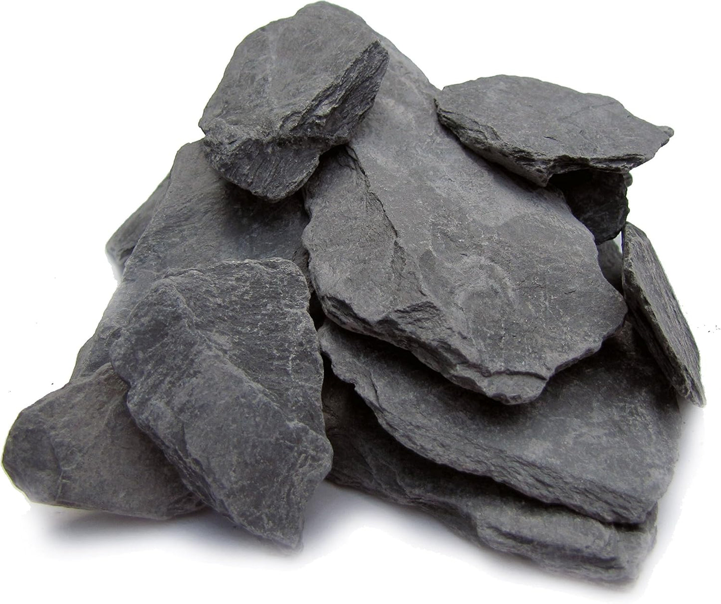 Natural Slate Stone 1 to 3 Inches - USA Sourced and Packaged for Aquascaping Aquariums, Terrariums, Paludariums, Reptile Enclosures, Wargaming, Models, Mosaic Art, Miniature Fairy Gardens (2lbs Grey)