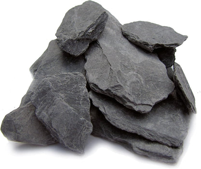 Natural Slate Stone 1 to 3 Inches - USA Sourced and Packaged for Aquascaping Aquariums, Terrariums, Paludariums, Reptile Enclosures, Wargaming, Models, Mosaic Art, Miniature Fairy Gardens (2lbs Grey)