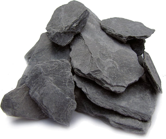 Natural Slate Stone 1 to 3 Inches - USA Sourced and Packaged for Aquascaping Aquariums, Terrariums, Paludariums, Reptile Enclosures, Wargaming, Models, Mosaic Art, Miniature Fairy Gardens (2lbs Grey)