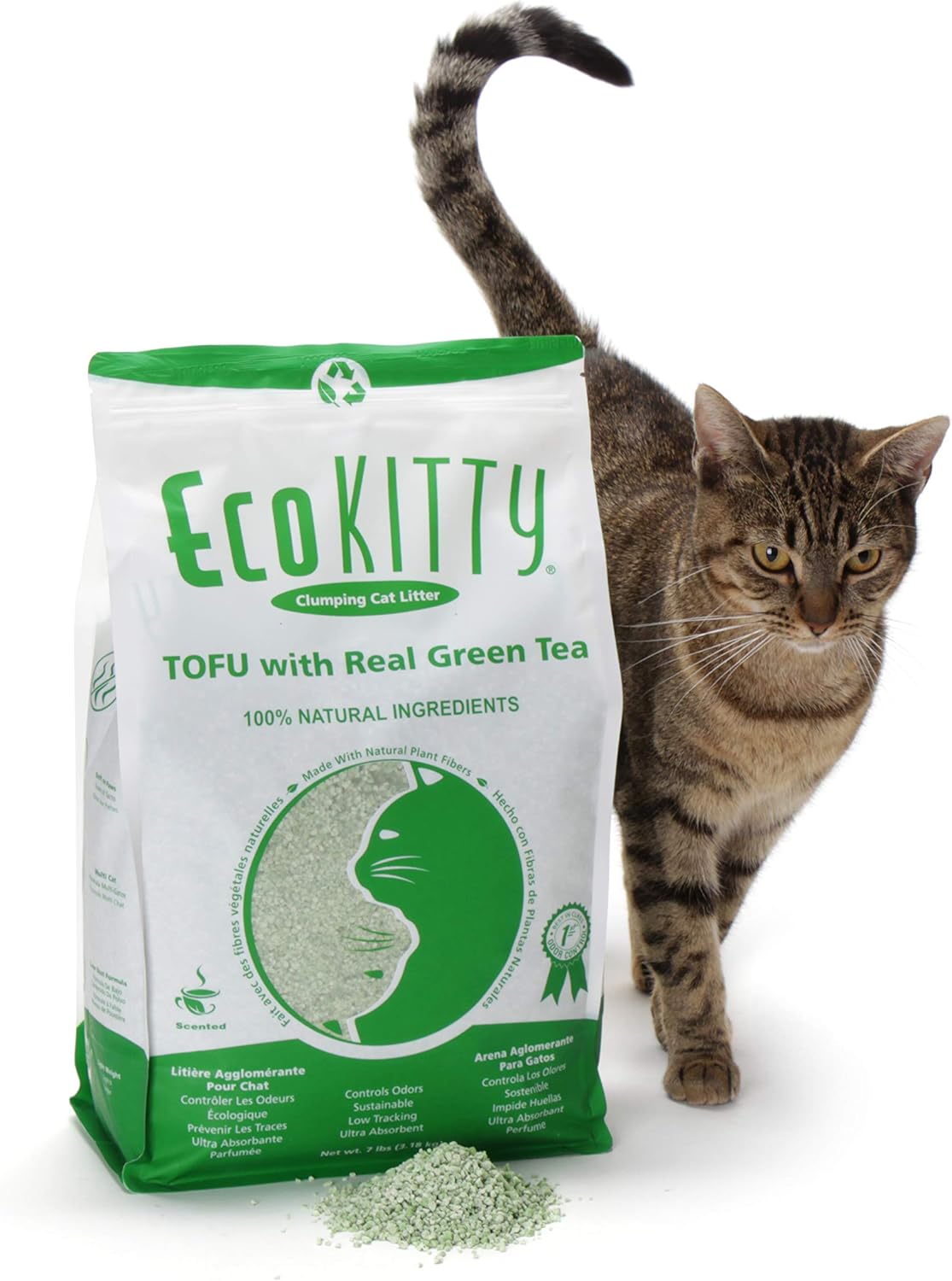EcoKitty Clumping Cat Litter, Green Tea Tofu