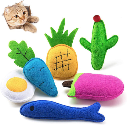 AWOOF Catnip Toys for Indoor Cats, 6 Pack Cat Chew Toys Plush Interactive Cat Kicker Toy for Indoor Kitten Exercise for All Breeds