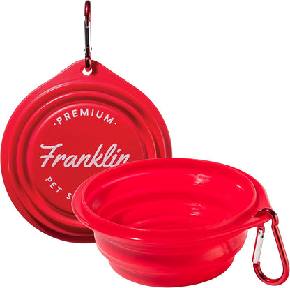 Franklin Pet Supply - Collapsible Pet Travel Bowl - BPA Free - Dogs- Cats - Dog Bowl- Food - Water Bowl - Small - Medium - Large Dog Food Bowl - Puppy- Includes Clip
