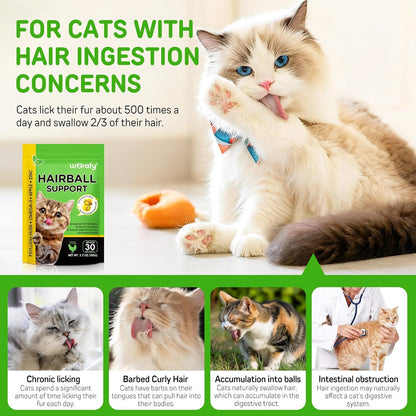 Hairball Treatment for Cats, Hairball Remedy Treats Chews, Cat Furball Treatment, Prevent Hairballs for Indoor Cats, Supports Skin & Coat, Vitamins for Digestion, Chicken Flavor (60 Day Supply)