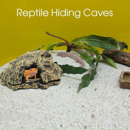 Reptile Shelter - Fake Rock Resin Terrarium, Aquarium Caves | Landscape Basking Suitable Gecko Lizard Tortoise Snake Amphibian Fish Habitat Decoration L